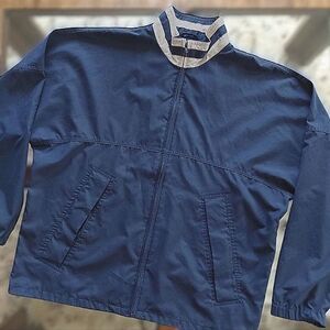 Vtg Cutter & Buck soft shell navy zip up golf windbreaker jacket